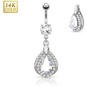 Piercing Street Piercing nombril Or blanc 14 carats larmes - Argente