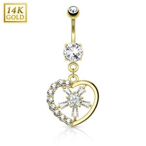 Piercing Street Piercing nombril Or jaune 14 carats coeur rayons - Dore