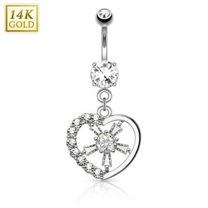 Piercing Street Piercing nombril Or blanc 14 carats coeur rayons - Argente