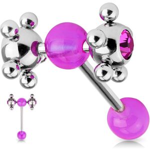 Piercing Street Piercing langue multi billes violet - Argente