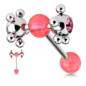 Piercing Street Piercing langue multi billes rose - Argente