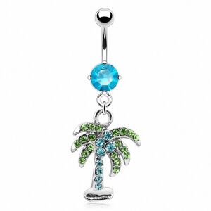 Piercing Street Piercing nombril palmier turquoise - Argente