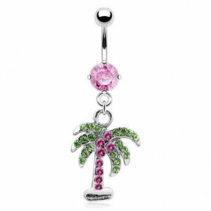 Piercing Street Piercing nombril palmier rose - Argente