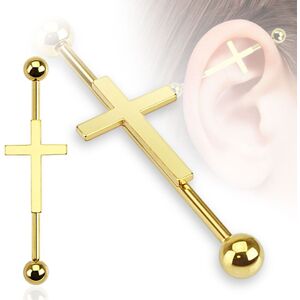 Piercing Street Piercing industriel oreille croix doree - Dore