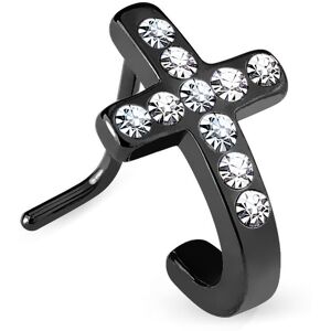 Piercing Street Piercing nez tige en L croix pavee noire - Noir