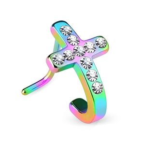 Piercing Street Piercing nez tige en L croix pavee multicolore - Multicolore