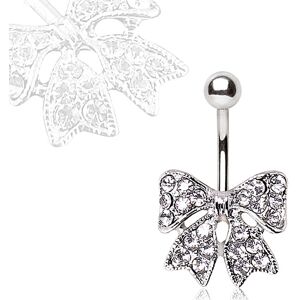 Piercing Street Piercing nombril noeud de ruban strass - Argente