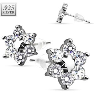 Piercing Street Paire boucles d'oreille argent fleur etoile - Argente