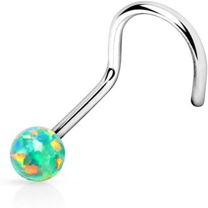 Piercing Street Piercing nez tige tire-bouchon opale verte - Argente