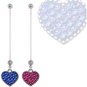 Piercing Street Piercing nombril de grossesse coeur de crystal - Argente