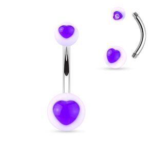 Piercing Street Piercing nombril acrylique c½ur violet - Blanc
