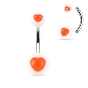 Piercing Street Piercing nombril acrylique c½ur orange - Blanc