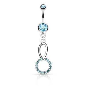Piercing Street Piercing nombril cercle cristaux turquoises - Argente
