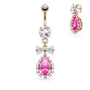 Piercing Street Piercing nombril n½ud larme or rose - Or Rose