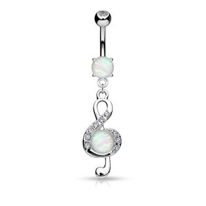Piercing Street Piercing nombril clef de sol opale - Argente