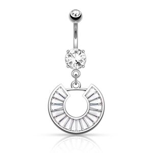 Piercing Street Piercing nombril pendentif fer a cheval pave - Argente