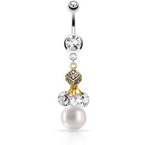 Piercing Street Piercing nombril pendentif de et perle - Argente