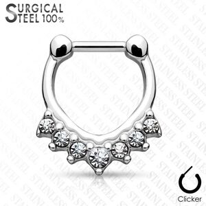 Piercing Street Piercing septum acier chirurgical sept cristaux argente - Argente