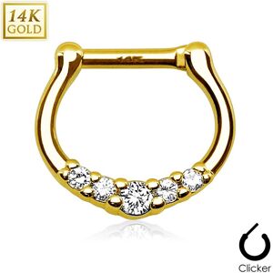 Piercing Street Piercing septum cinq pierres or jaune 14 carats - Dore