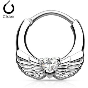 Piercing Street Piercing septum ailes d'ange 1,6 mm c½ur blanc - Argente