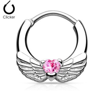 Piercing Street Piercing septum ailes d'ange 1,6 mm c½ur rose - Argente