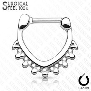 Piercing Street Piercing septum acier chirurgical triangle perles argente - Argente