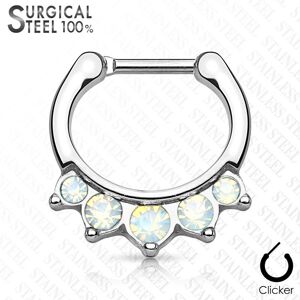 Piercing Street Piercing septum acier chirurgical pierres opales blanches - Argente