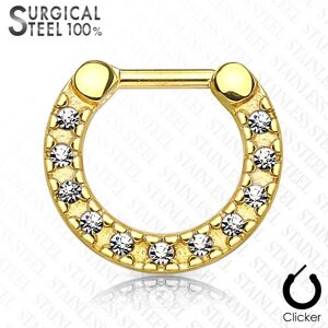 Piercing Street Piercing septum acier chirurgical dore pave de cristaux - Dore