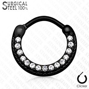 Piercing Street Piercing septum rond acier chirurgical noir pave de cristaux - Noir