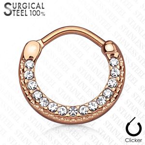 Piercing Street Piercing septum rond acier chirurgical or rose pave de cristaux - Or Rose