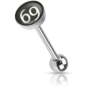 Piercing Street Piercing langue 69 fond noir - Argente