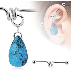 Piercing Street Piercing industriel pendentif goutte en turquoise - Argente