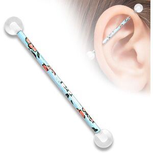 Piercing Street Piercing industriel boules acrylique motif floral - Multicolore