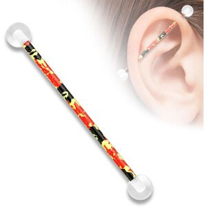 Piercing Street Piercing industriel boules acrylique flammes noires et rouges - Multicolore