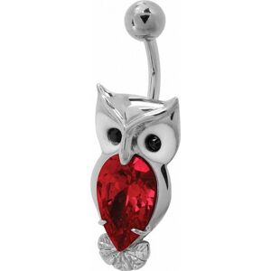 Piercing Street Piercing nombril Swarovski hibou rouge - Argente