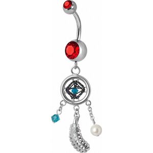 Piercing Street Piercing nombril Swarovski attrape reve rouge - Argente