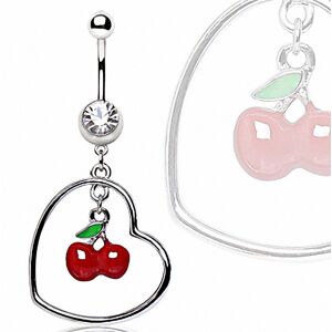 Piercing Street Piercing nombril cerise coeur - Argente