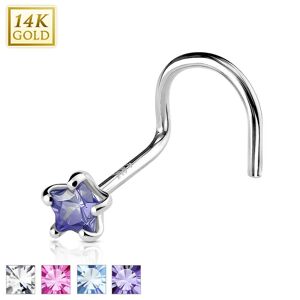 Piercing Street Piercing Nez Or Blanc 14K avec Gemme Etoile - Argente