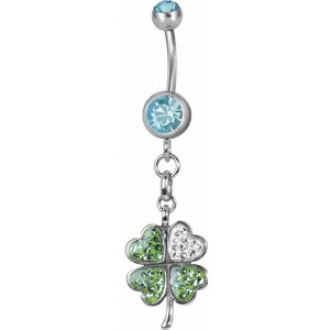 Piercing Street Piercing nombril trefle Swarovski turquoise - Argente