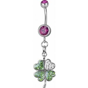 Piercing Street Piercing nombril trefle Swarovski fuchsia - Argente