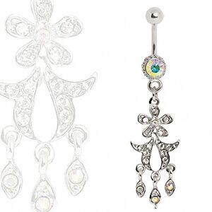 Piercing Street Piercing nombril pendentif fleur aurore boreale - Argente