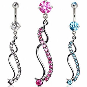 Piercing Street Piercing nombril ruban de gemmes - Argente