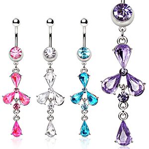 Piercing Street Piercing nombril pendentif fleur larme - Argente