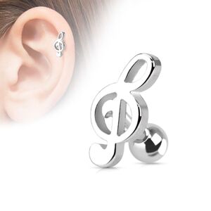 Piercing Street Piercing oreille Cartilage Tragus Clef de Sol - Argente