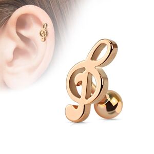 Piercing Street Piercing oreille Cartilage Tragus Clef de Sol Or Rose - Or Rose