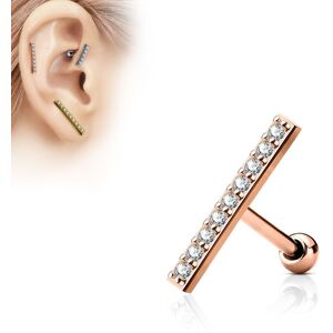 Piercing Street Piercing oreille cartilage barre plaque or rose 9 strass - Or Rose