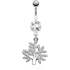 Piercing Street Piercing nombril arbre de vie pave de gemmes - Argente