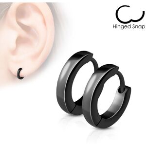 Piercing Street Paire Boucles d'oreille anneaux acier noir - Noir