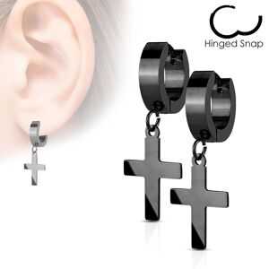 Piercing Street Paire Boucles d'oreille Anneaux Croix noir - Noir