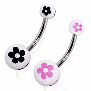 Piercing Street Piercing nombril boule acrylique marguerite - Blanc